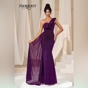 Faeriesty One-Shoulder Purple Evening Dress